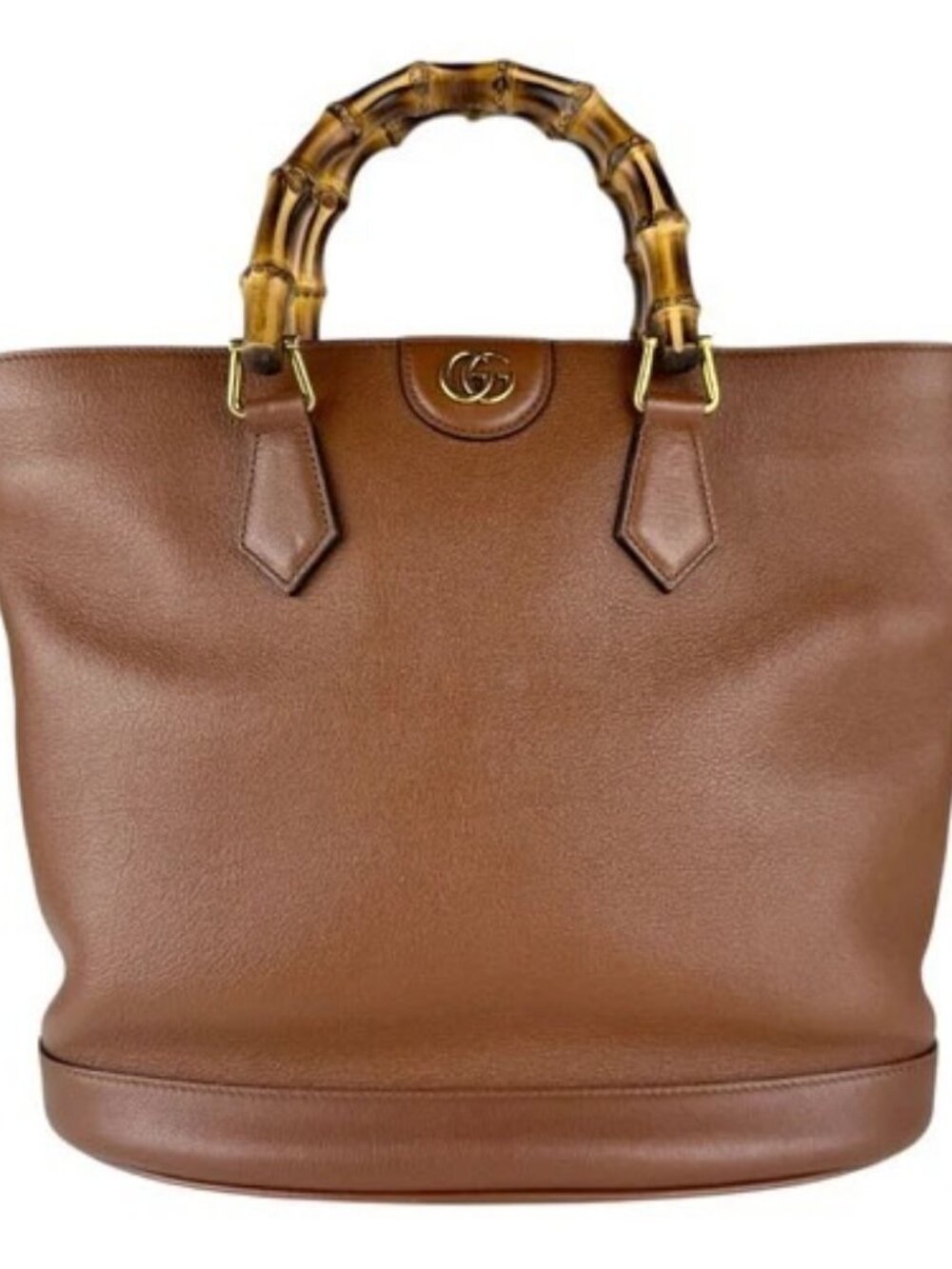 Auth GUCCI Bamboo Diana Handbag Shoulder Bag Brown Leather/Goldtone - z9072